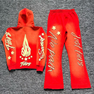 Pantalon long homme grande taille Y2K en coton 100% délavé, personnalisé, épais, effet vieilli, avec impression en relief et strass - Product Image 4