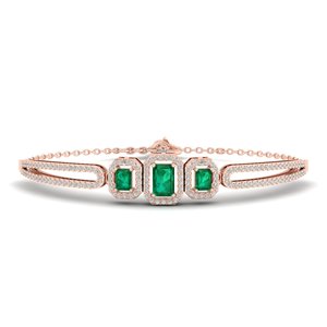 REYES New Design 14K Solid Gold Moissanite and Emerald <b>Gemstone</b> <b>Bracelets</b> Luxury Wedding Gift Jewelry at Wholesale Prices - Product Image 3
