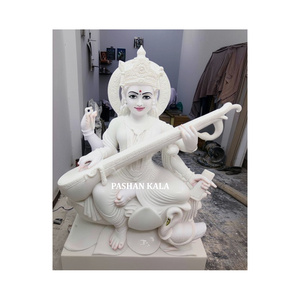Handmade White Marble Saraswati Maa Statue for Worship <b>Home</b> Décor & Gifting Use And Finish With White Pure And High Class Marble - Product Image 1
