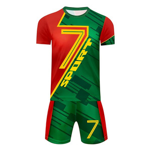 Ensemble de maillots de football personnalisés pour enfants, rouge, vert, jaune, impression sublimée - Product Image 1