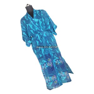 Heaven Arts and Craft KL005 Camisón Kimono Vintage para Mujer, Manga Media, Mezcla de Poliéster y Seda, Secado Rápido, Multicolor - Product Image 6