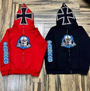 Sweat-shirts unisexes personnalisables, épais, oversize, style streetwear, à motif uni, broderie, vêtements d'hiver pour hommes - Product Image 2