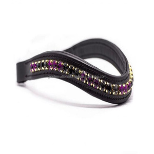 Banda de cuero para cejas de caballo, combinación de 1 fila, color morado y negro, canal vacío, hecho a medida, precio al por mayor de fábrica - Product Image 3