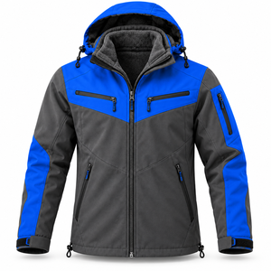 Veste d'hiver softshell pour homme avec logo personnalisé, doublure en polaire, capuche amovible, blocs de couleur, randonnée, escalade, parka coupe-vent pour l'extérieur - Product Image 1