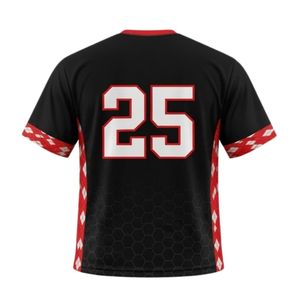 Jersey de Lacrosse Unisex Negro y Rojo, Poliéster, Corte Atlético, Uniforme Deportivo Ligero, Ropa de Entrenamiento para Equipos - Product Image 2