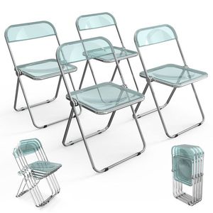 2pcs Blue Transparent Foldable Patio Plastic Folding Chairs Premium Outdoor Furniture - Product Image 3