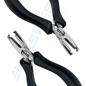 Pince à extensions capillaires professionnelle, durable et réutilisable en acier inoxydable, 1 trou, 3 mm, finition miroir, poignée noire, pour micro anneaux et perles nano - Product Image 3