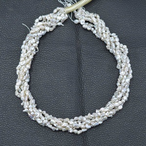 สร้อยคอไข่มุกน้ำจืดสีขาวบริสุทธิ์8มม. 10มม. ลูกปัดหลวมเรียบแบบ DIY และสร้อยข้อมือทำเครื่องประดับ - Product Image 1