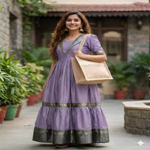 Robe longue en soie jacquard VASTRA COTTAGE avec doublure en micro-coton et col veste, robe de soirée ethnique pleine longueur - Product Image 3