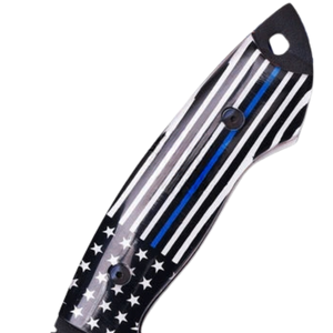 Black Fixed Blade Hunting Knife with Blue Black White American Flag Pattern Handle <b>Outdoor</b> Camping Survival Utility Knife - Product Image 4