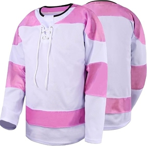 Custom Mesh Ice Hockey Jersey With Lace-up Neck - Blank Pink and White Sublimation Hockey Uniform for Men/Women, Practice & Game - Product Image 2