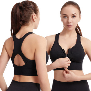 Sujetadores deportivos de alto impacto con espalda en U y cremallera frontal para mujer, con relleno fijo, ideales para yoga, entrenamiento y gimnasio. - Product Image 6