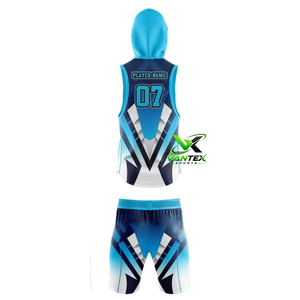 ชุดเสื้อและกางเกงบาสเก็ตบอลแบบมีฮู้ดลายแตงโมสำหรับผู้ชาย VANTEX พร้อมแถบสีเขียวและหมายเลข 13 ผลิตจากโพลีเอสเตอร์ 100% - Product Image 4