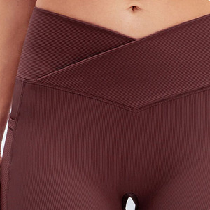 Women 2 Piece Yoga Set Solid Color High Waist Shorts <b>Crop</b> <b>Top</b> Sleeveless Scoop Neck Racerback Spandex Polyester Four-Way - Product Image 3