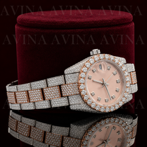 Reloj de Lujo para Hombre, de Acero Inoxidable, Completamente Cubierto de Moissanita, con Movimiento de Cuarzo |   Reloj de pulsera con esfera numérica estilo cubano, con moissanita VVS, escala analógica y resistente al agua - Product Image 3