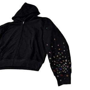 เสื้อฮู้ดผู้ชายประดับด้วยอัญมณีหลากสีสัน เสื้อสเวตเชิ้ตแฟชั่นสวมหัว สไตล์ลำลอง สตรีทแวร์ ทรงหลวม สวมใส่สบาย - Product Image 4