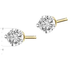 Boucles d'oreilles en diamant pour femmes avec finition dorée, pierres scintillantes de coupe ronde pour célébrations nuptiales et usage quotidien - Product Image 4