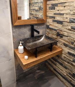 Lavabo Flotante de Madera Premium con Diseño de Montaje en Pared, Estante de Madera Sólida Resistente para Hogar y Hotel - Product Image 1