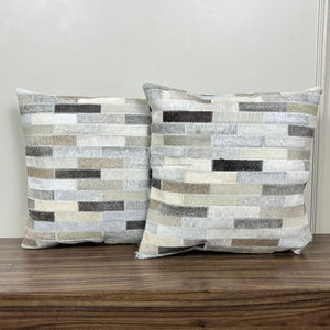 New Wholesale Luxury Genuine <b>Leather</b> Cushion Cases Cowhide Patchwork Pattern Square Pillow <b>Covers</b> <b>for</b> Living Room <b>Sofa</b> Home Use - Product Image 5