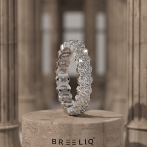 14K Solid Gold Lab Grown Diamond Oval Eternity Ring Full Diamond Luxury Band Bridal Statement Jewelry for Women - Product Image 1