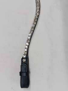 Best quality Leather Browband with Rhinestones <b>Black</b> Horse Tack Customizable Size Velcro Closure wholesale brow <b>band</b> supplier - Product Image 1