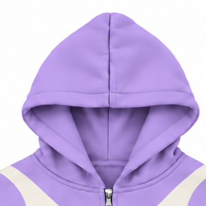 Lavender Purple Contrast Panel <b>Zip</b> Up <b>Hoodie</b> Men Streetwear Full Zipper Long Sleeve Casual Fleece Hooded Jacket With <b>Pockets</b> - Product Image 3