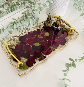 Plateau en résine de luxe avec finition brillante pour servir le thé ou le café, rangement pour salle de bain ou décoration de table élégante - Product Image 5