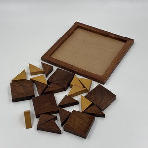 Ensemble de puzzles Tangram en bois faits à la main |   Casse-tête triangulaire en bois de rose indien |   Jeu éducatif IQ pour enfants et adultes - Product Image 3