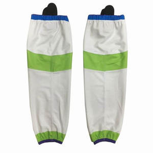 <b>White</b> Crew Ice Hockey <b>Socks</b> Standard Compression Breathable Knitted Color Block Summer Cuff Logo for Adults Football Running - Product Image 6