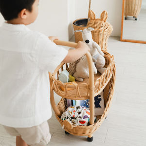 Chariot de jeu pour enfants en rotin, faible prix, vente en gros, chariot à thé, jouet, nouveauté, jouets faits à la main - Product Image 4