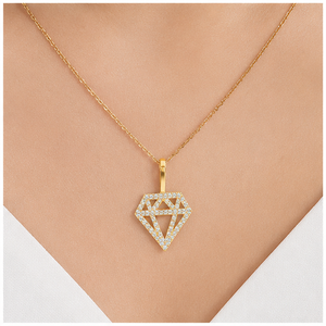 Silver Lab Grown Diamond Geometric Pendant Necklace 925 Sterling Silver Fine Jewelry Custom Design Gift Elegant Daily Wear <b>Prime</b> - Product Image 1