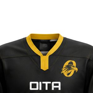 Camiseta de Hockey sobre Hielo Negra y Dorada para Hombre, Manga Larga, Uniforme de Equipo, Transpirable, Ligera, para Práctica Deportiva, Torneos y Eventos Deportivos - Product Image 3