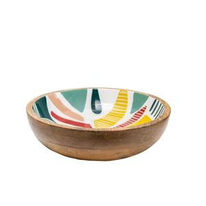 Bol de service en bois artisanal, design intérieur coloré, finition durable, parfait pour les salades, les fruits, les collations, la décoration de la table de cuisine - Product Image 1