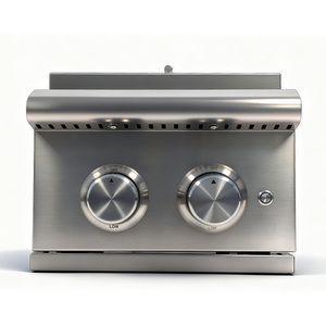 Mobile da Cucina Esterno di Alta Qualità in Acciaio Inox SUS304 con Barbecue Integrato, Fornello a Gas a Doppio Bruciatore con Coperchio - Product Image 1