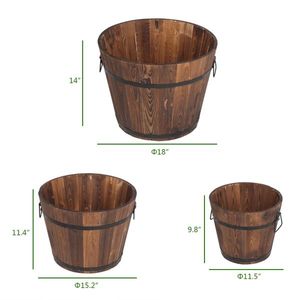 Set di Tre Vasi in Legno Rinforzati e Anticorrosivi per Esterni 41101629 - Stessa Categoria Prodotti di Vasi e Fioriere - Product Image 4