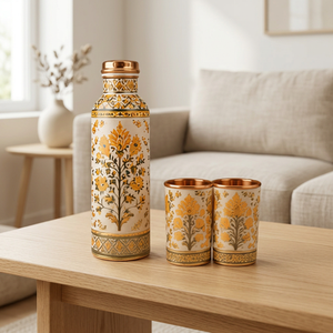 Juego de Botella y Taza de Agua Ecológicas de Cobre Oriental con Diseño Clásico, Vajilla Portátil para Viajes y Uso en Exteriores - Product Image 3