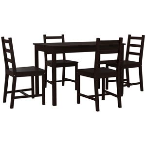 Set da pranzo con angolo colazione in legno da 5 pezzi tavolo da cucina e sedie Color castagna - Product Image 1