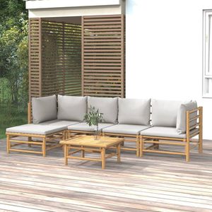 Grande Set Lounge da Giardino Modulare in Bambù Grigio Chiaro, Arredamento da Giardino Modulare Premium - Product Image 1
