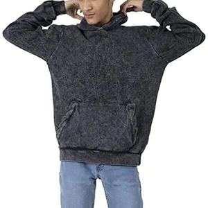 Sudadera con capucha y cremallera para hombre, personalizada, con lavado ácido, efecto desgastado, apliques, parches y bordados, estilo vintage, al por mayor - Product Image 3