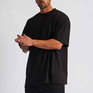 T-shirt Homme Personnalisé en Gros 100% Coton Qualité Luxe Design Logo Uni Coupe Boxy Streetwear pour Hommes - Product Image 4