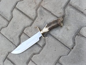 Couteau Bowie artisanal avec manche en corne, lame en acier inoxydable, couteau de chasse à pointe tombante - Product Image 5