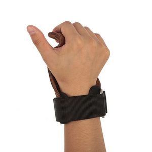 Muñequeras de Cuero Marrón para Levantamiento de Pesas con Agarre y Correa Ajustable Negra para Entrenamiento en Gimnasio - Product Image 3