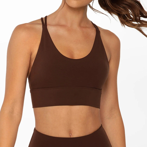 Best Quality Women's High Support Yoga Sports Bra Adjustable Straps Front Logo Spandex/Nylon Customizable Sizes Wholesale - Product Image 5