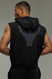 Pullover <b>Hoodie</b> Men's <b>Sleeveless</b> Polyester/Cotton Casual Style Hooded Top With Pocket Detail Soft Fabric Relaxed Fit Street Wear - Product Image 3