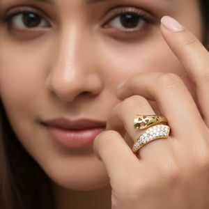 Modern Gold <b>Wrap</b> Ring with Geometric Floral Cut-out Design-Statement Ring for <b>Wedding</b> & Engagement - Product Image 3