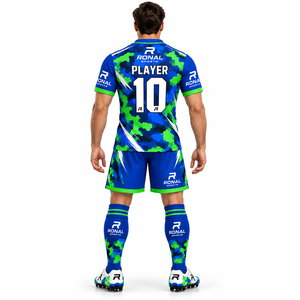 Maillots de football personnalisés de haute qualité pour hommes, respirants, à manches courtes, ensembles d'uniformes d'équipe de football, séchage rapide, couleurs, logo - Product Image 4