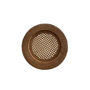 Assiette de présentation en rotin naturel, tressée à la main, dessous de plat rond en cannage pour mariage, événement, fête, location, décoration - Product Image 6