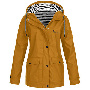 Relevo Chaqueta Cortavientos Larga Unisex con Capucha, Impermeable, Suave, Casual, de Manga Larga, con Botones Delanteros, Largo hasta la Rodilla, Ropa Exterior para Adultos - Product Image 1