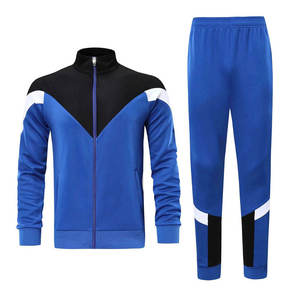 Survêtement bleu pour homme avec veste zippée et poches latérales, et pantalon assorti – Tenue sportive pour l'automne - Product Image 1