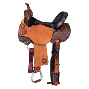 Silla de montar western de cuero premium para equitación profesional y trabajo en el rancho - Product Image 3